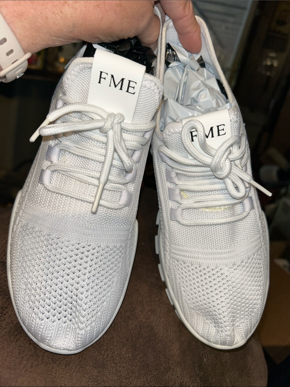 FME White Knit Athletic Sneakers